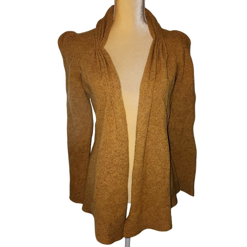 Urban Outfitters Wool Yellow Gray Open Front Knit Sweater Cardigan Size Small